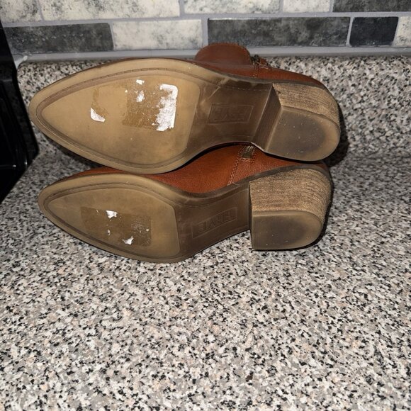 Frye Judith Double Zip Heel Block Ankle Booties US 7 M Women's Brown Leather - Picture 9 of 9